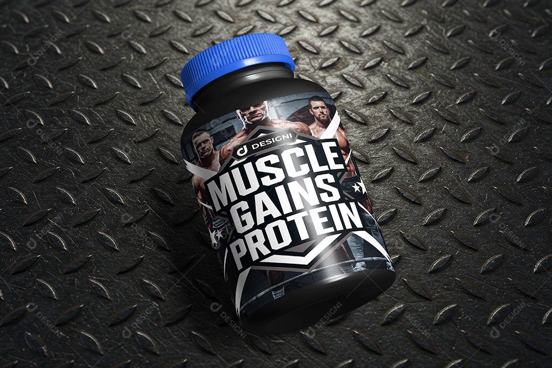 Mockup Pote de Suplemento para Musculação Rústico PSD Editável