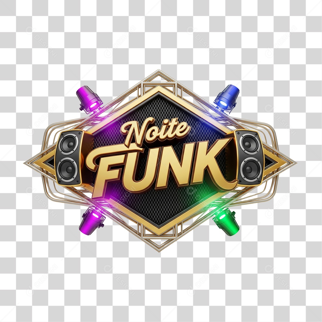 Selo 3D Noite de Funk PNG Transparente