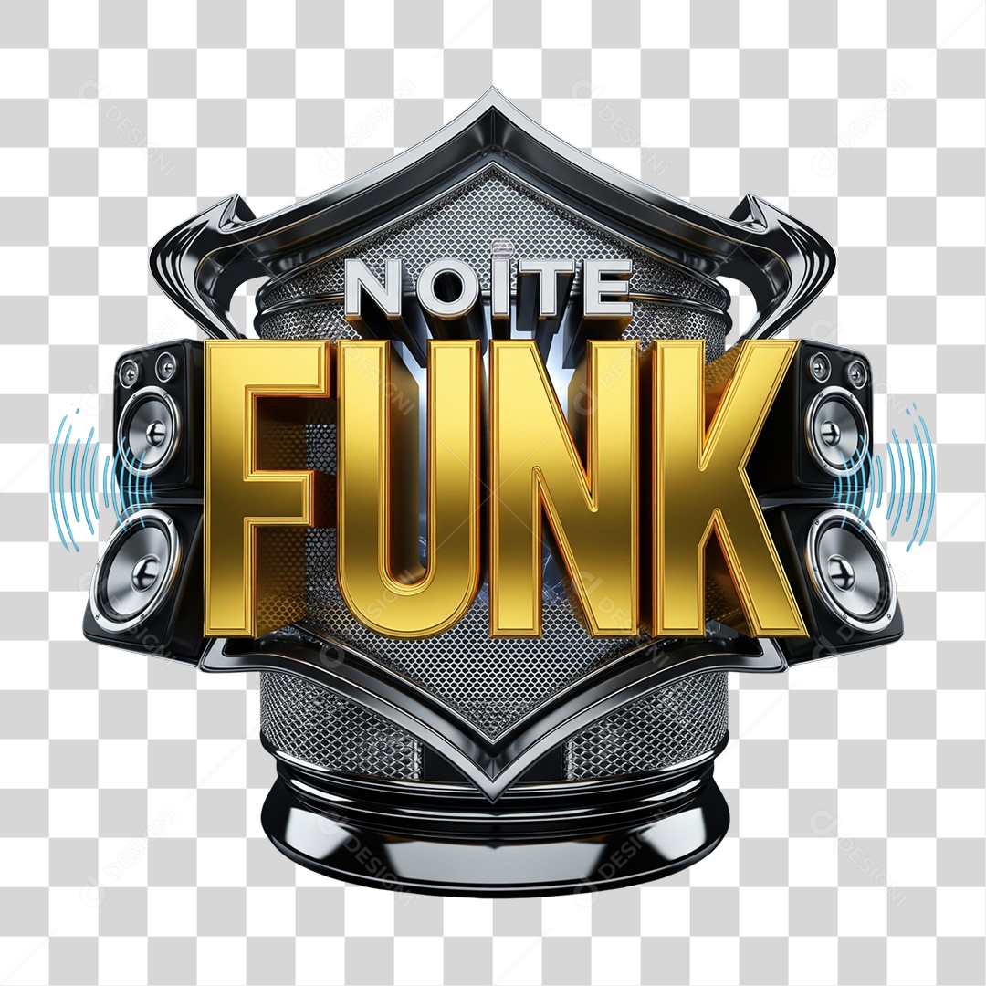 Selo 3D Noite de Funk PNG Transparente