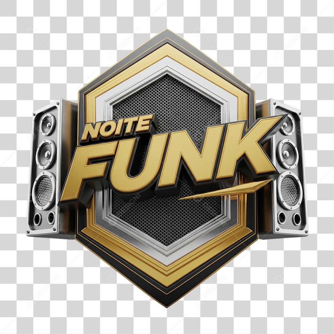 Selo 3D Noite de Funk PNG Transparente