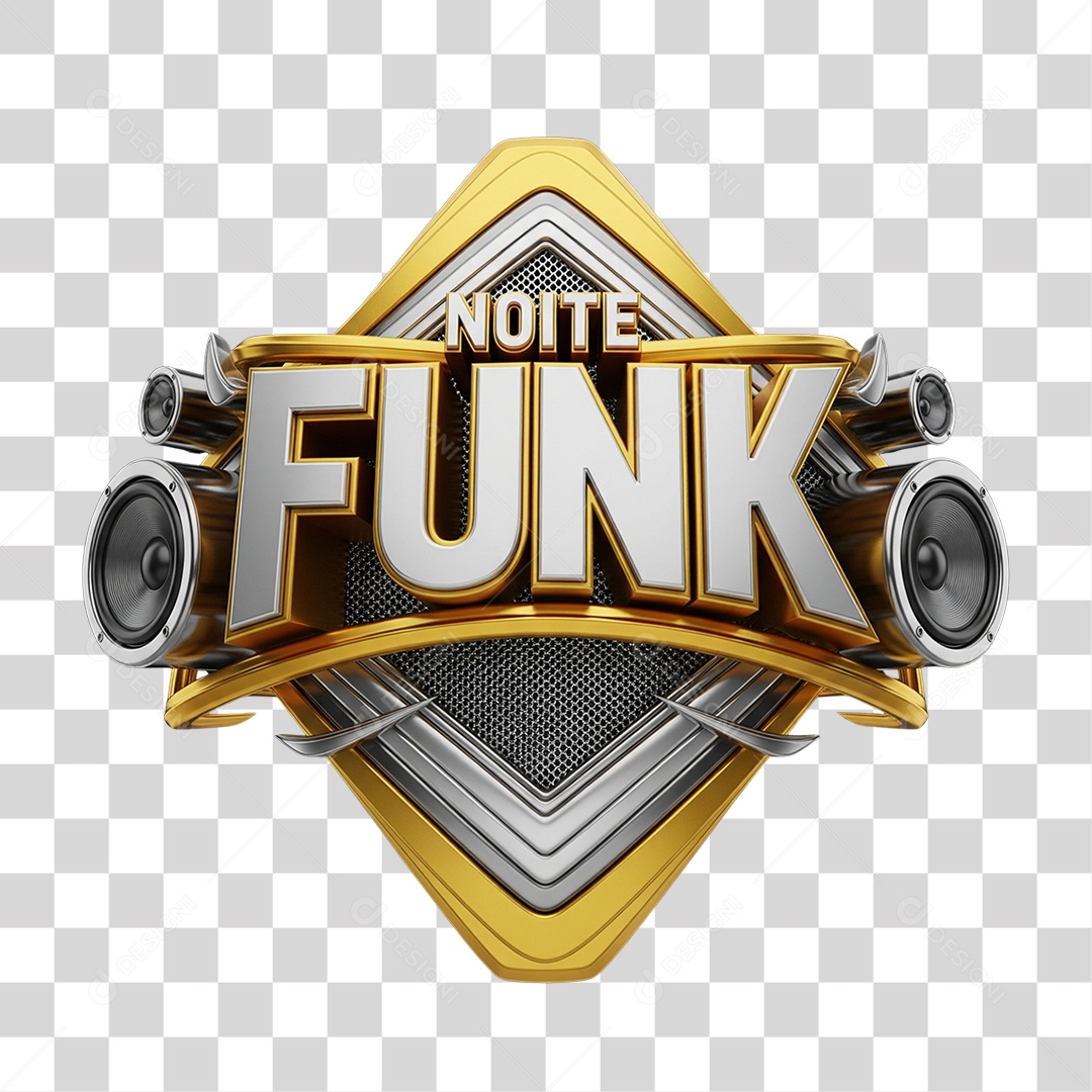 Selo 3D Noite de Funk PNG Transparente