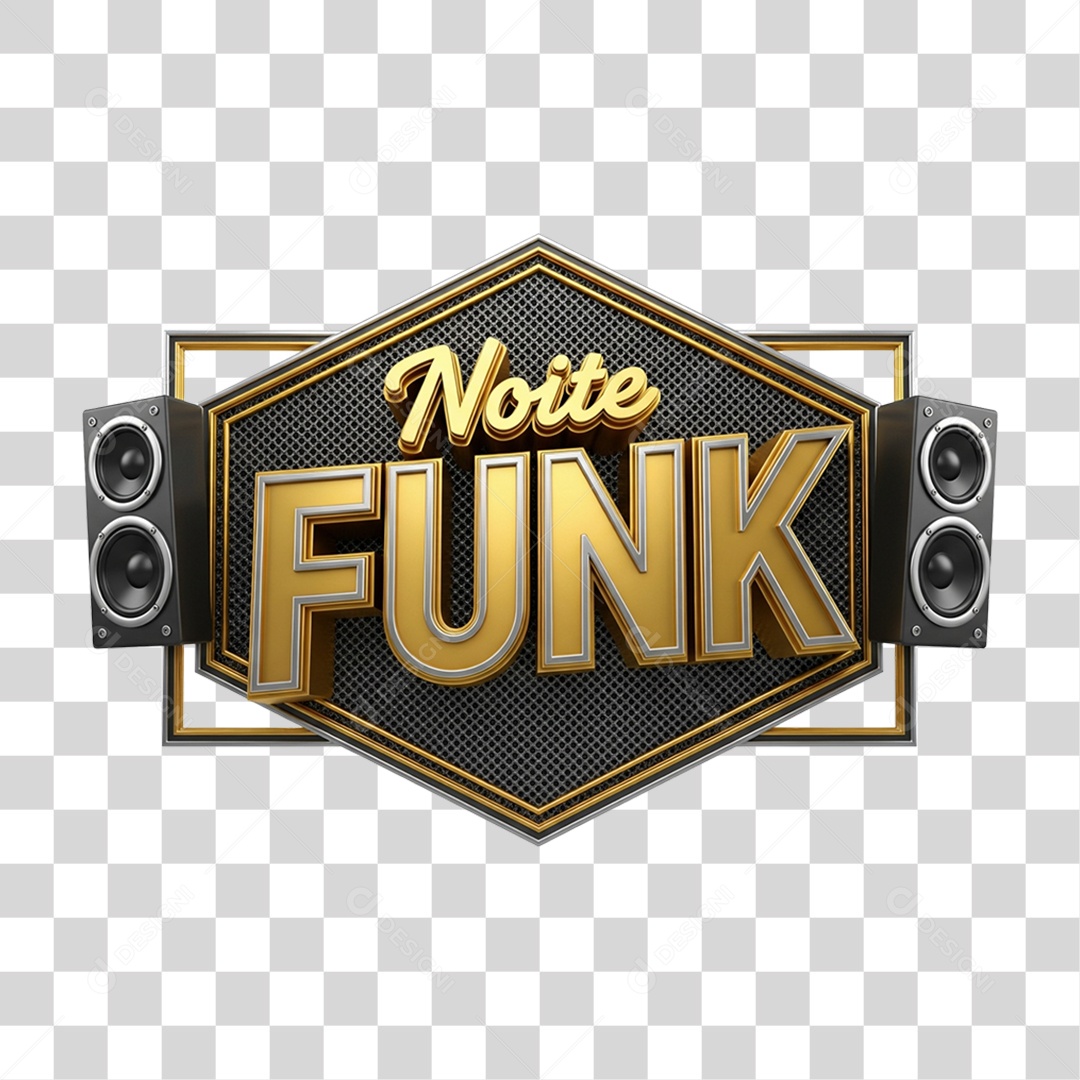 Selo 3D Noite de Funk PNG Transparente