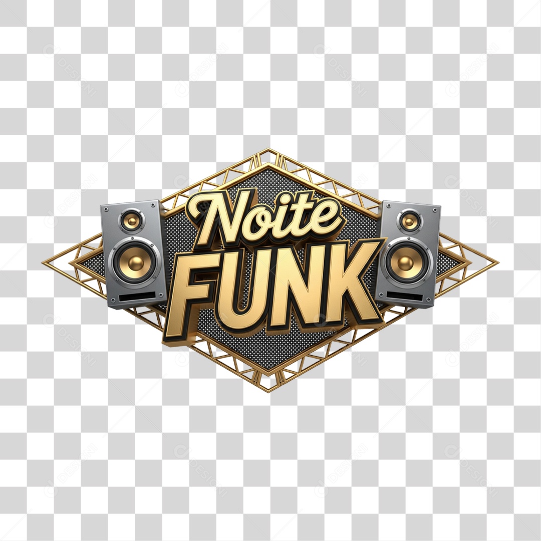 Selo 3D Noite de Funk PNG Transparente