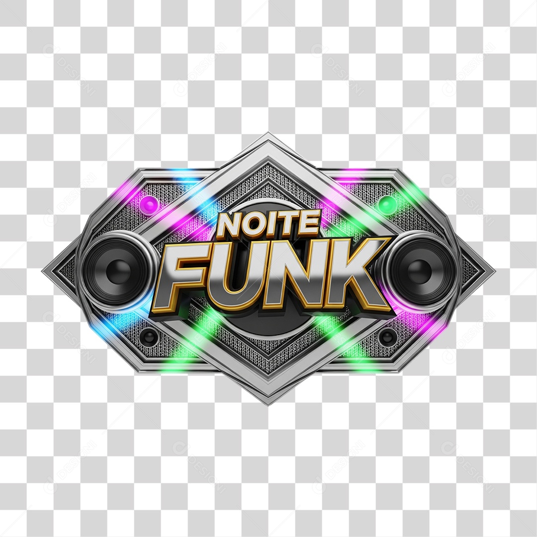 Selo 3D Noite de Funk PNG Transparente