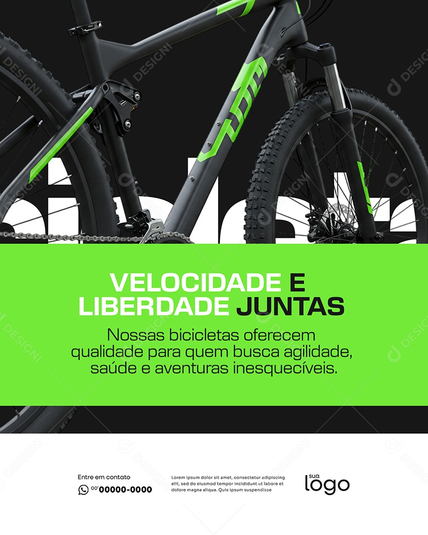Loja de Bicicletas Velocidade e Liberdade Juntas Social Media PSD Editável