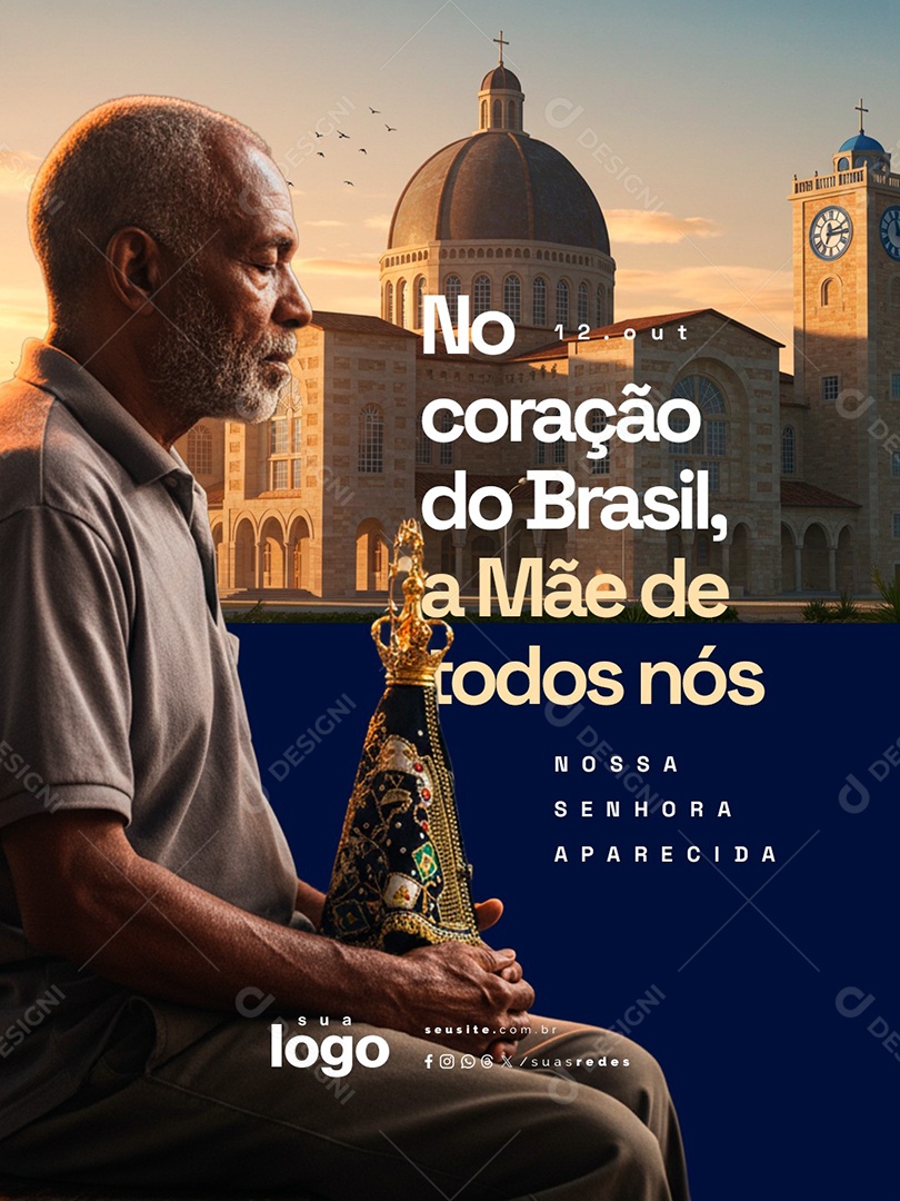 Dia de Nossa Senhora Aparecida 12 de Outubro No Coração do Brasil Social Media PSD Editável