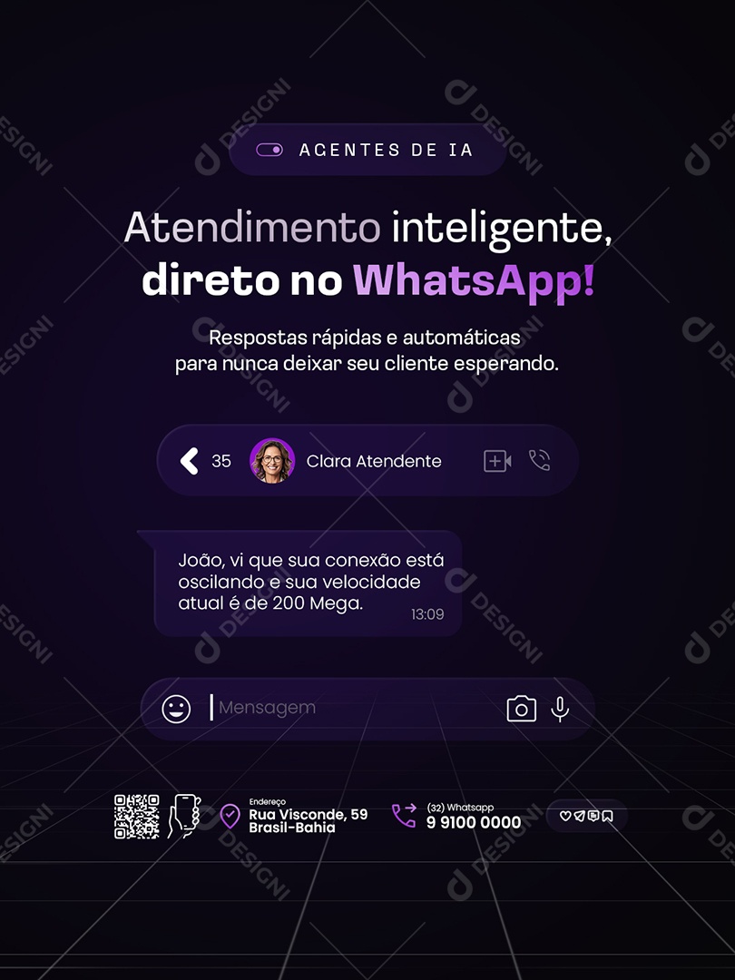 Agentes de IA Atendimento Inteligente Direto no WhatsApp Social Media PSD Editável