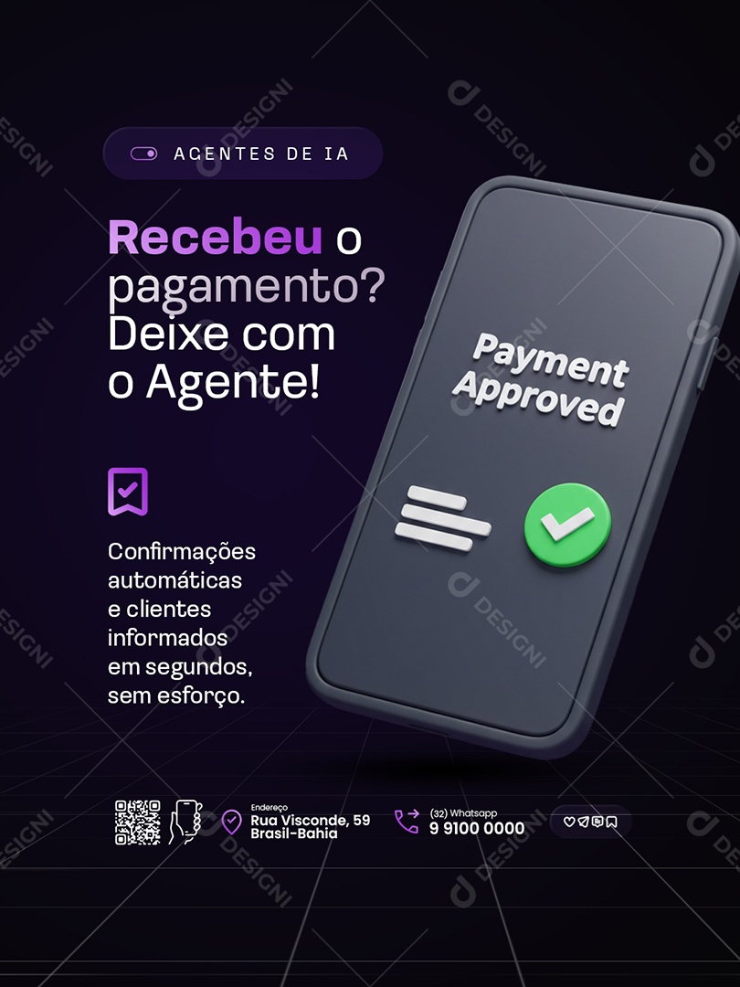 Agentes de IA Recebeu o Pagamento Social Media PSD Editável
