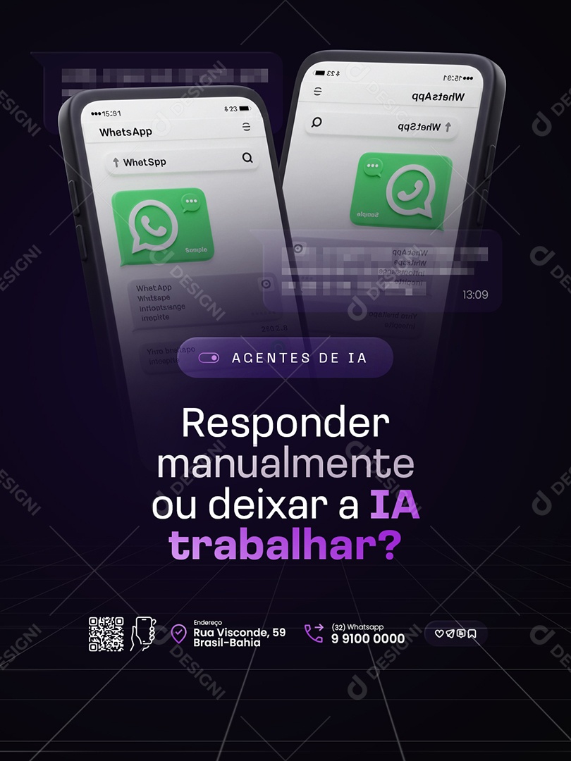 Agentes de IA Responder Manualmente ou Deixar a IA Trabalhar Social Media PSD Editável