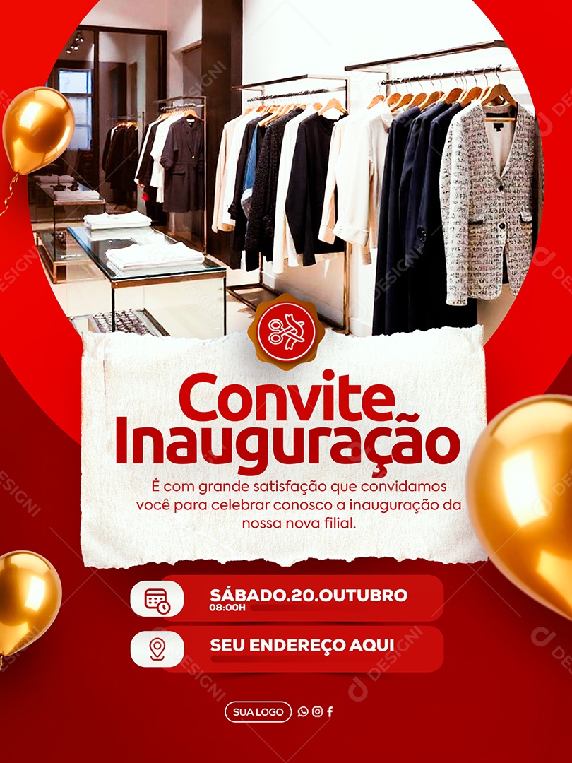 Convite de Inauguração Social Media PSD Editável