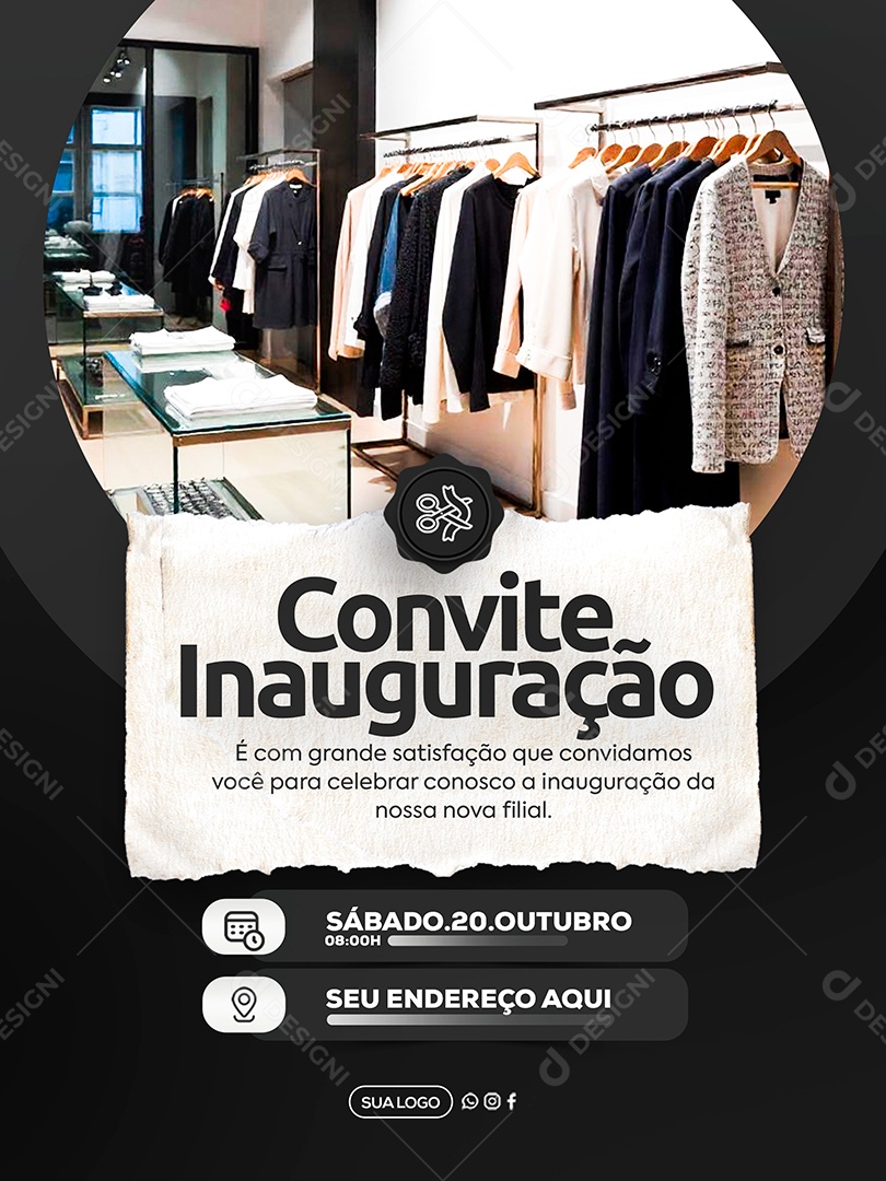 Convite de Inauguração Social Media PSD Editável