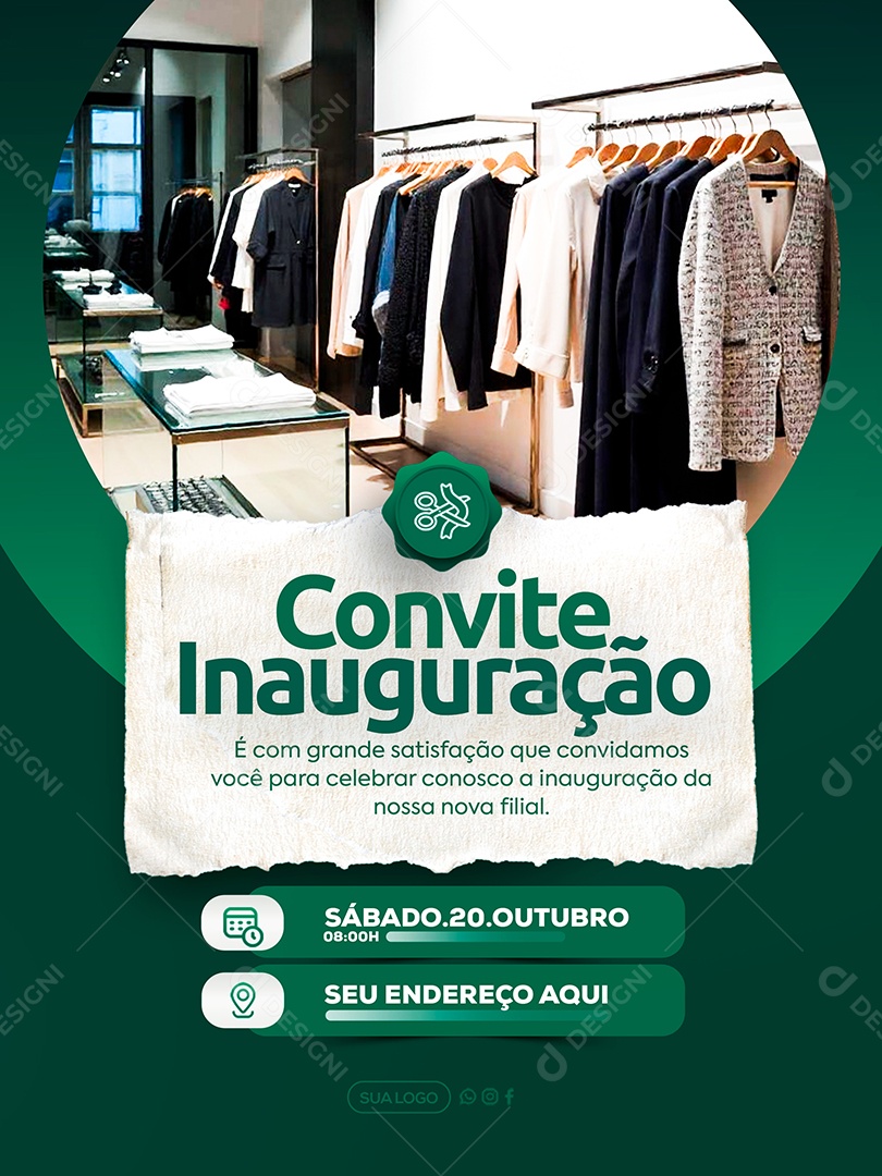 Convite de Inauguração Social Media PSD Editável