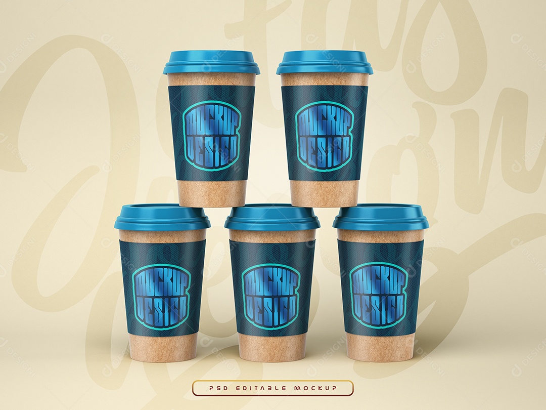 Copos de Café Mockup PSD Editável