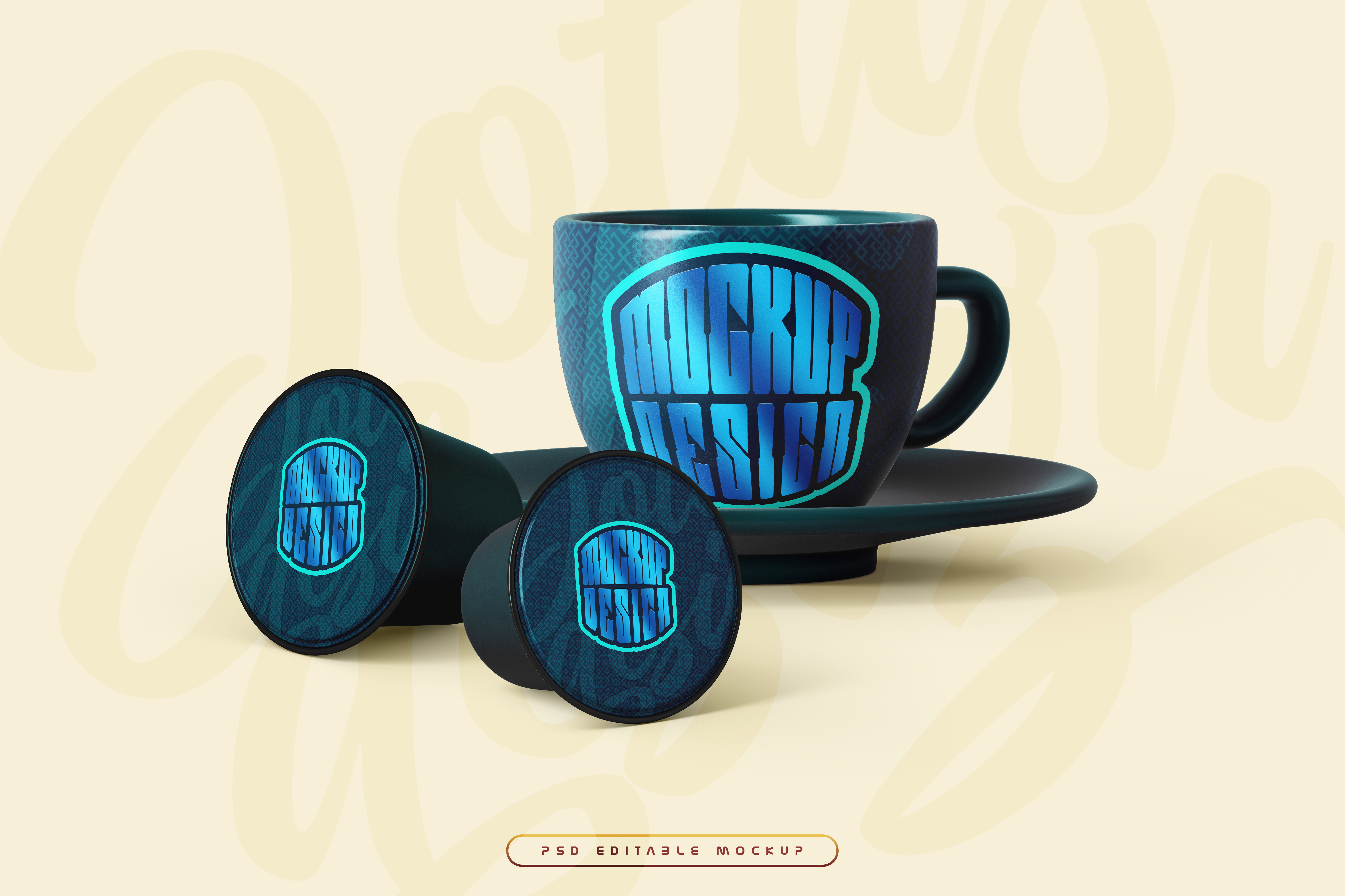 Capsula de Café Mockup PSD Editável