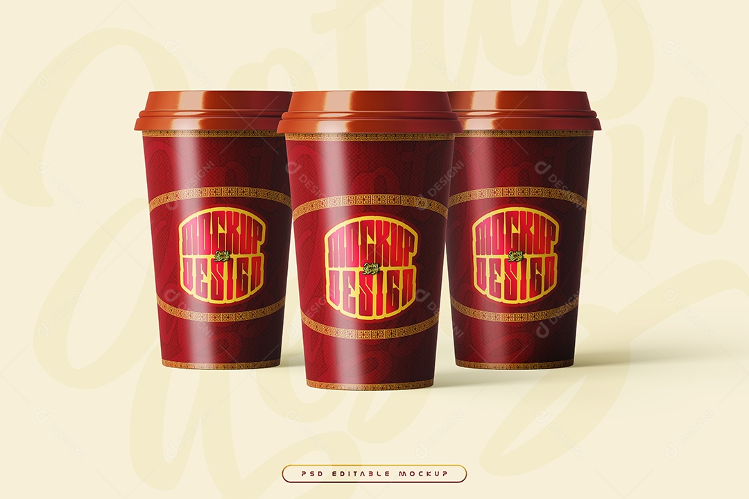 Copos Café Mockup PSD Editável