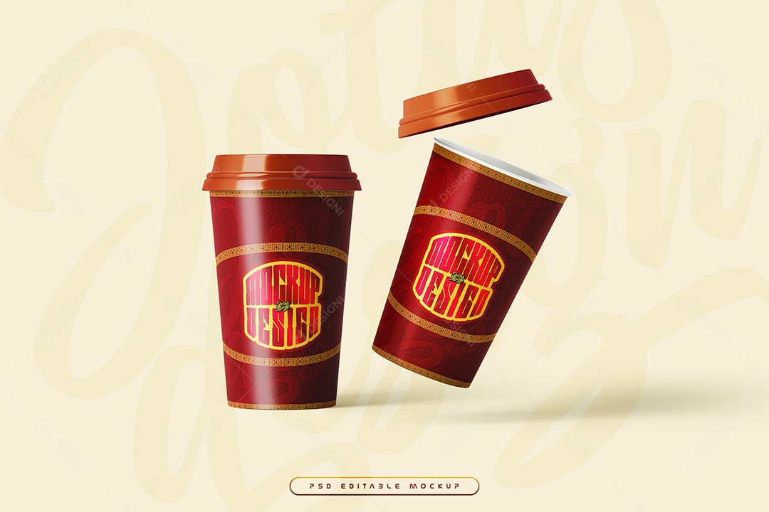 Copos de Café Mockup PSD Editável