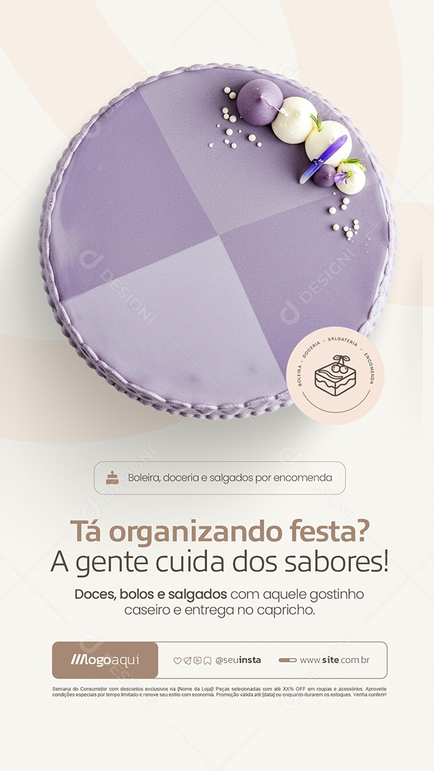 Story Boleira Tá Organizando Festa Social Media PSD Editável