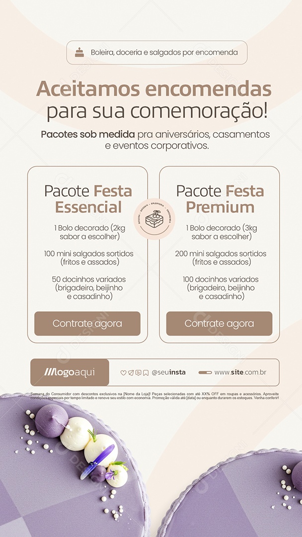 Story Boleira Aceitamos Encomendas Social Media PSD Editável