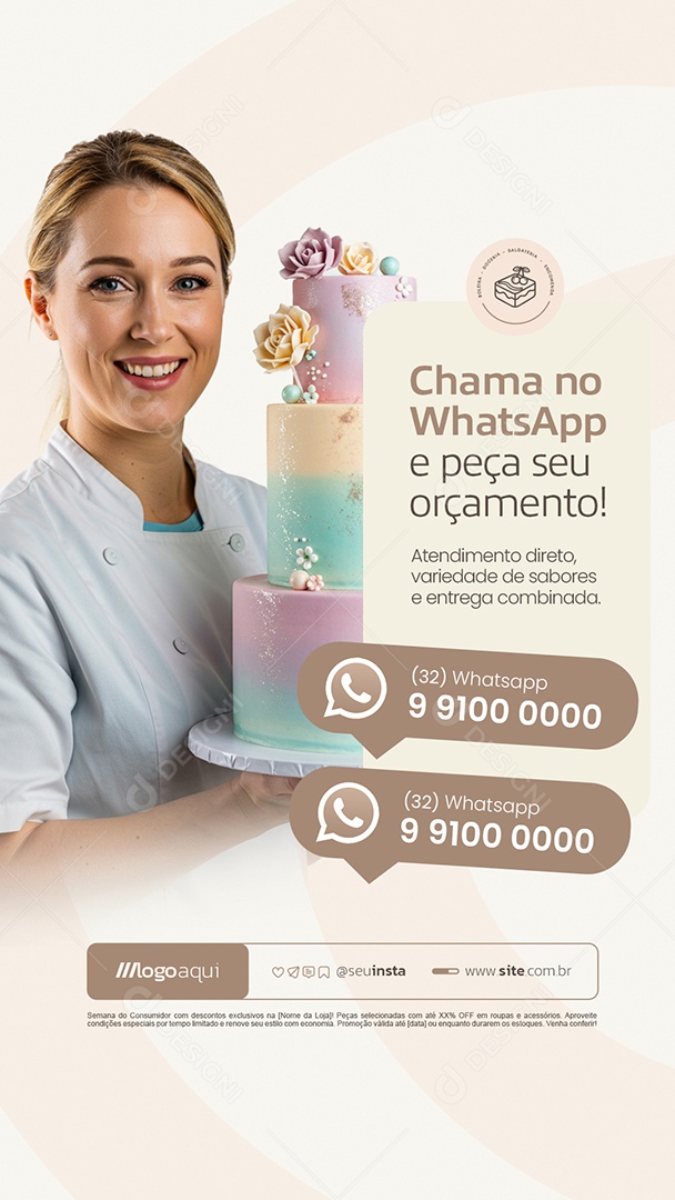 Story Boleira Chama no WhatsApp Social Media PSD Editável