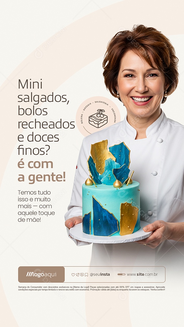 Story Boleira Mini Salgados Bolos Social Media PSD Editável