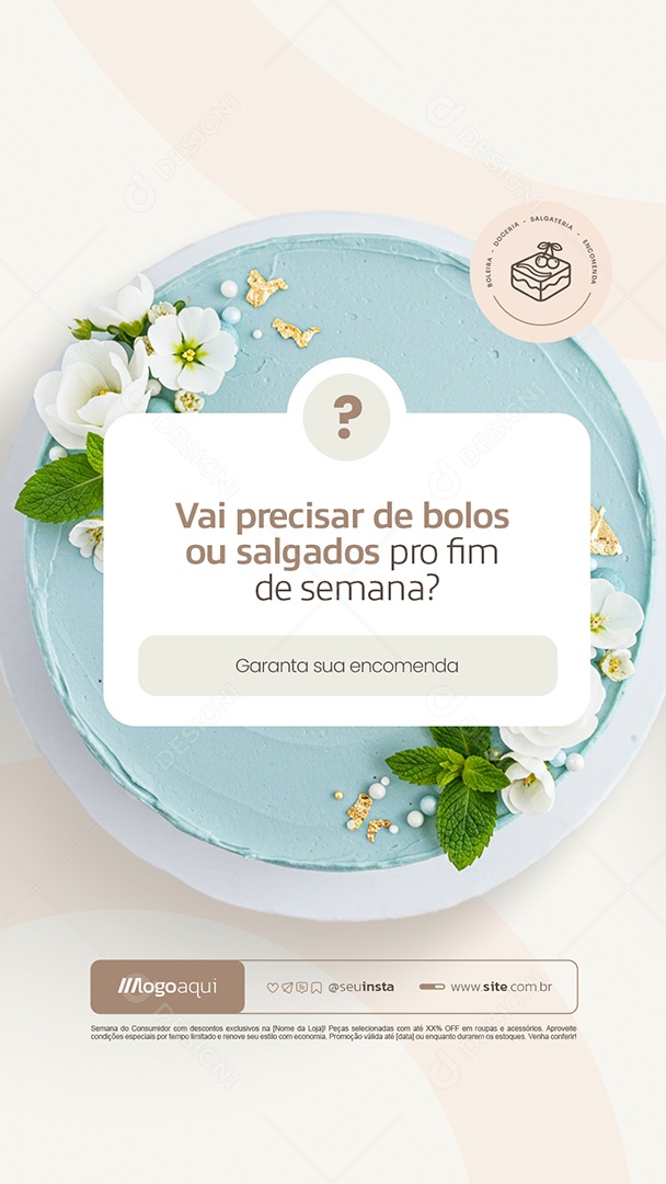 Story Boleira Garanta sua Encomenda Social Media PSD Editável