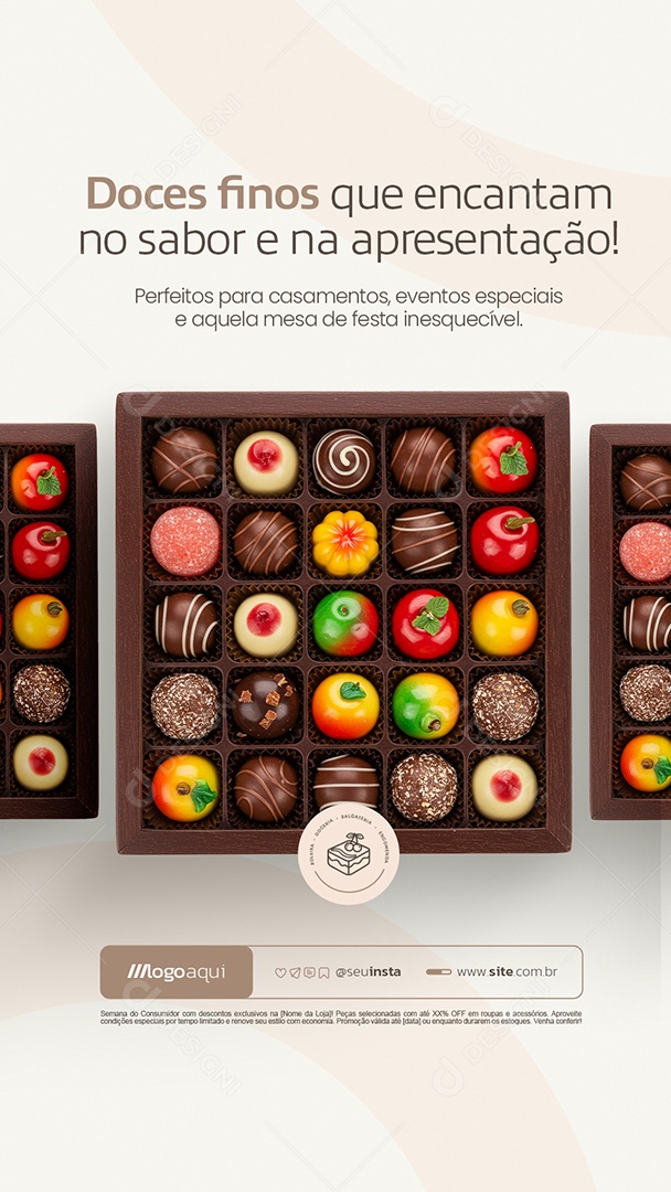 Story Boleira Doces Finos Que Encantam Social Media PSD Editável