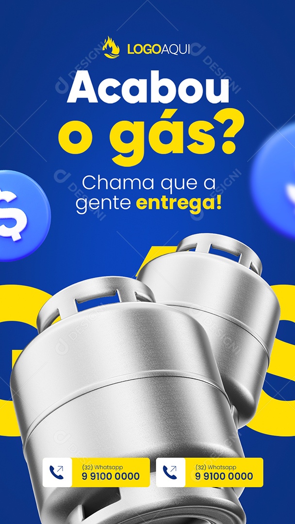 Story Distribuidora de Gás Acabou o Gás Chama Social Media PSD Editável