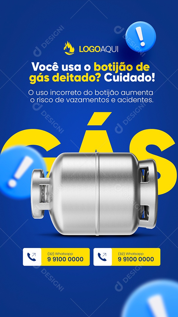 Story Distribuidora de Gás Você Usa o Botijão de Gás Deitado Social Media PSD Editável