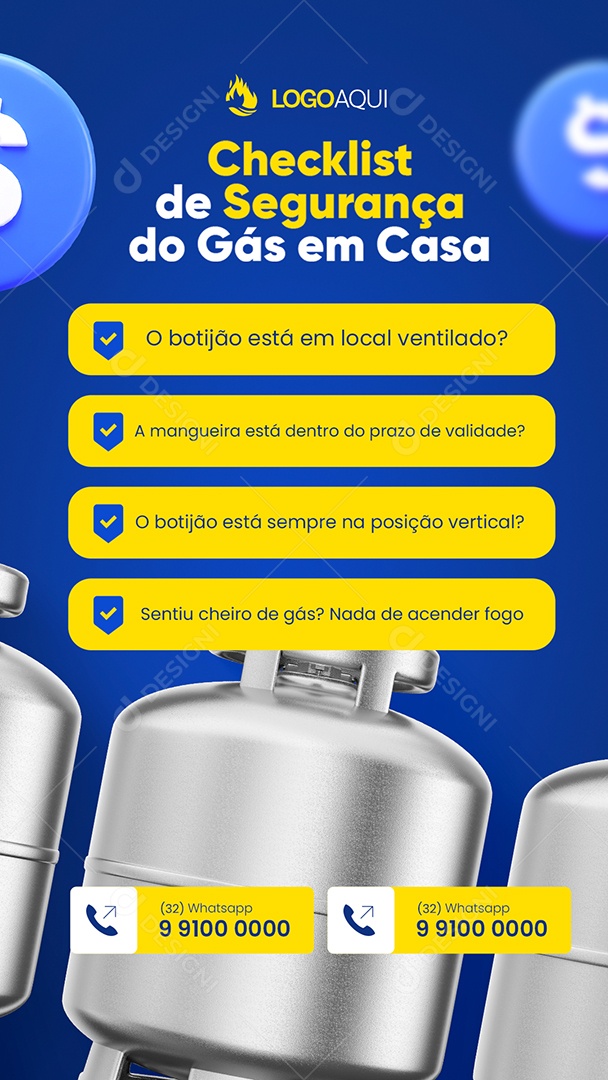 Story Distribuidora de Gás Checklist de Segurança Social Media PSD Editável