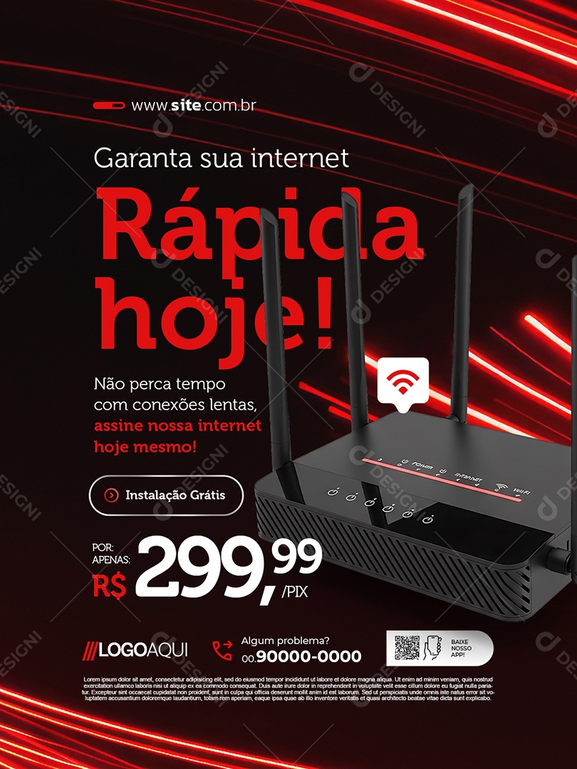 Provedor de Internet Garanta sua Internet Rápida Hoje Social Media PSD Editável