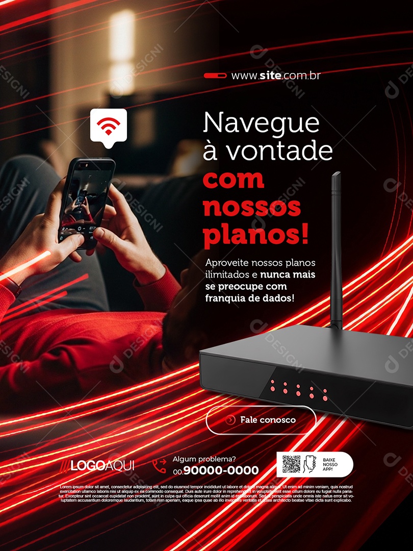 Provedor de Internet Navegue à Vontade com Nossos Planos Social Media PSD Editável