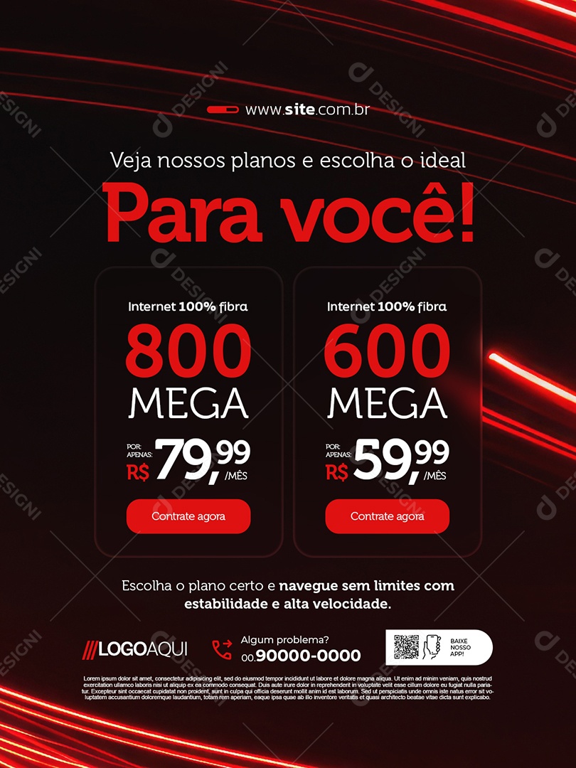 Provedor de Internet Veja Nossos Planos e Escolha o Ideal para Você Social Media PSD Editável