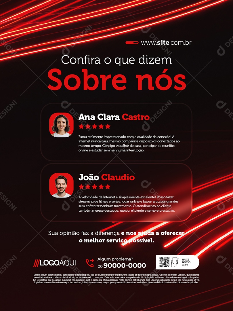 Provedor de Internet Confira Sobre o Que Dizem Sobre Nós Social Media PSD Editável