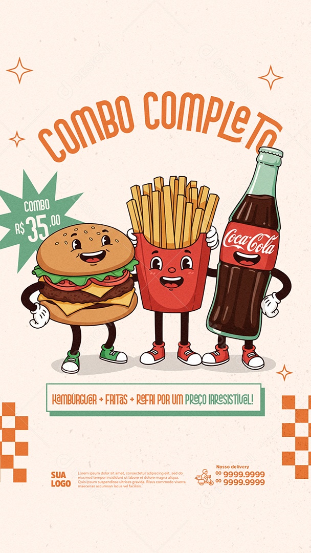 Story Lanchonete Combo Completo Social Media PSD Editável