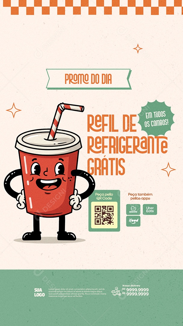 Story Lanchonete Refrigerante Grátis Social Media PSD Editável