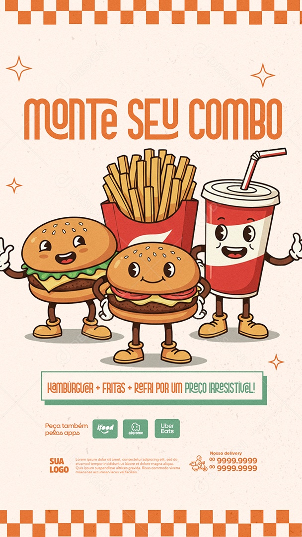 Story Lanchonete Monte deu Combo Social Media PSD Editável