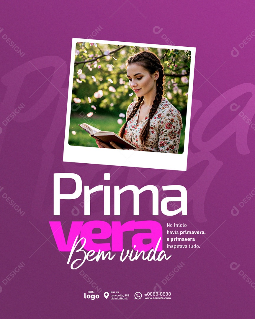 Post Bem VInda Primavera Social Media PSD Editável