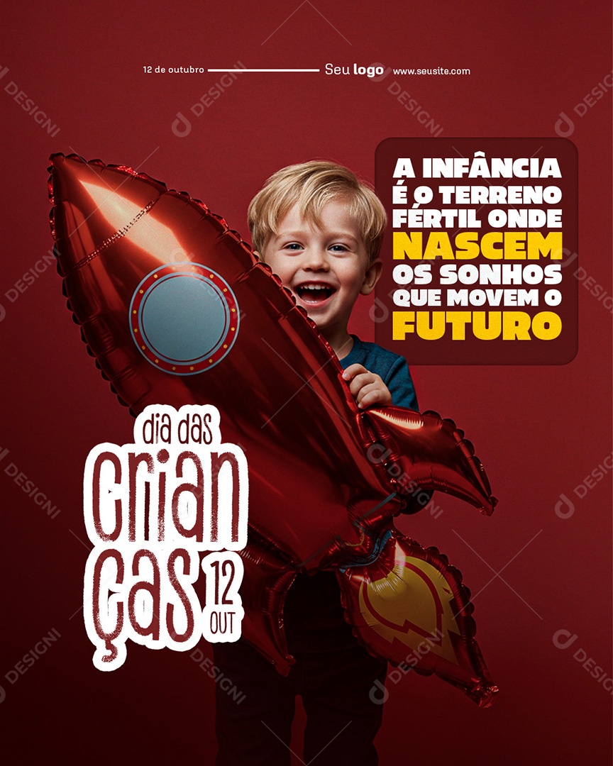 Post Dia das Crianças 12 de Outubro  a Infância é o Terreno Social Media PSD Editável