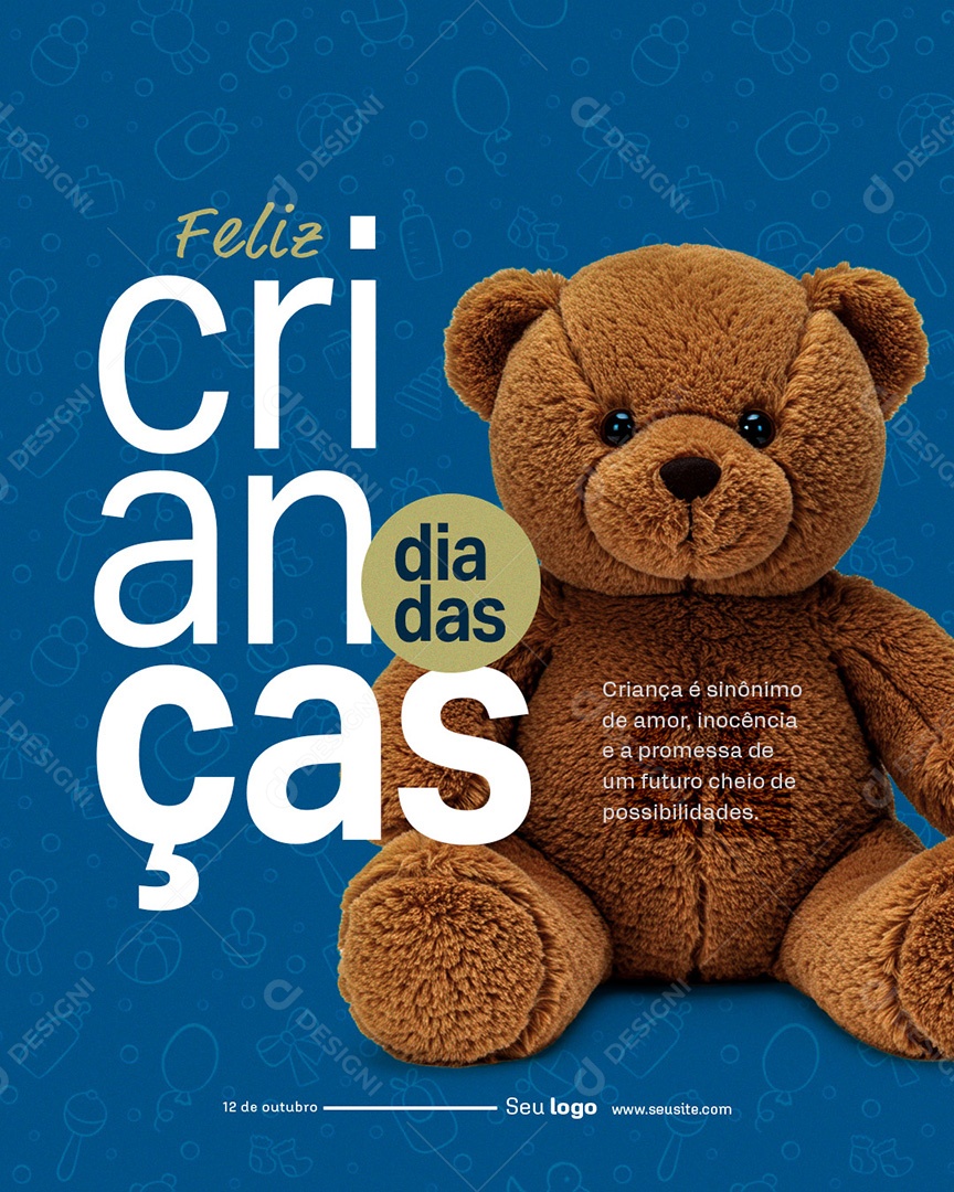 Post Dia das Crianças 12 de Outubro é Sinônimo de Amor Social Media PSD Editável
