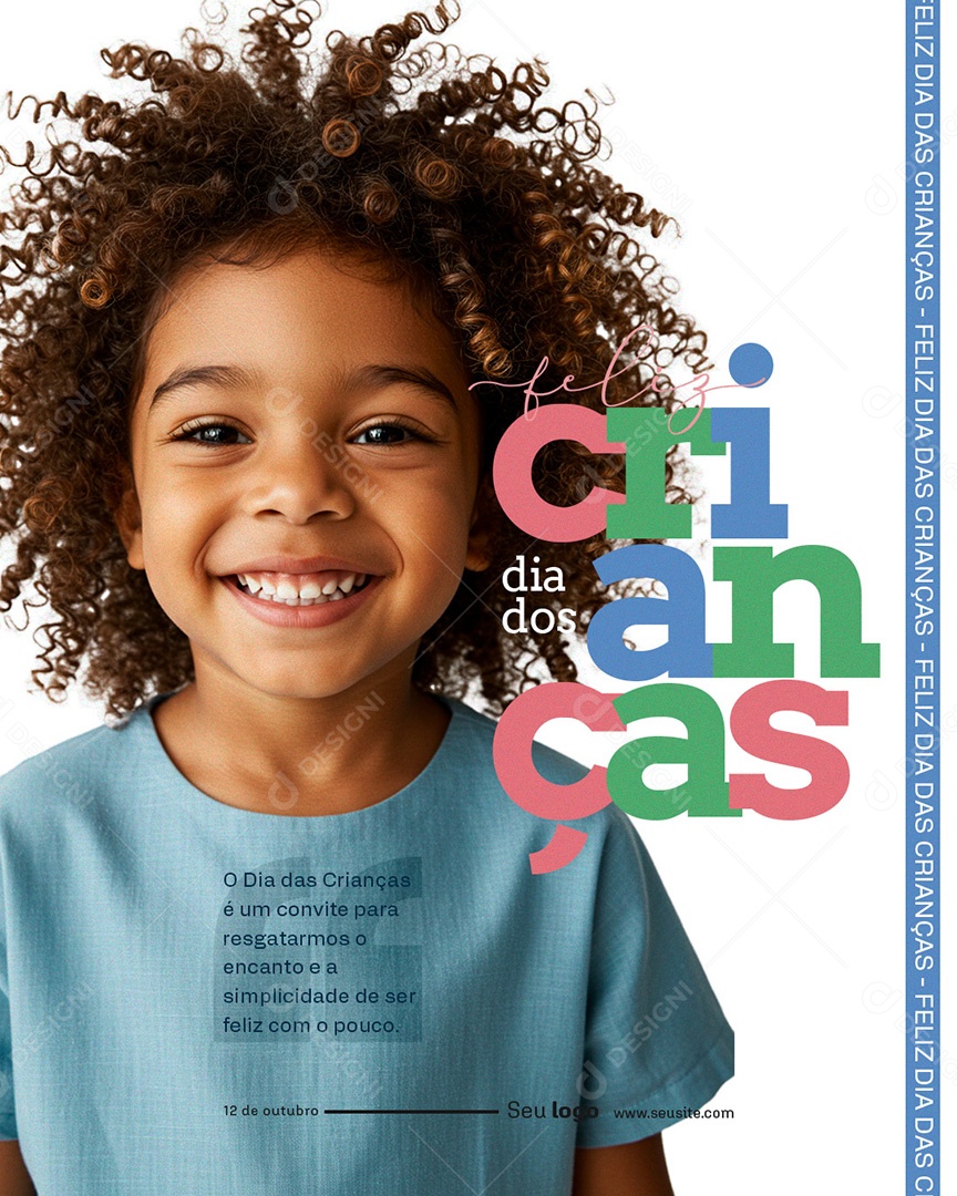 Post Dia das Crianças 12 de Outubro é um Convite para Resgatarmos o Encanto Social Media PSD Editável