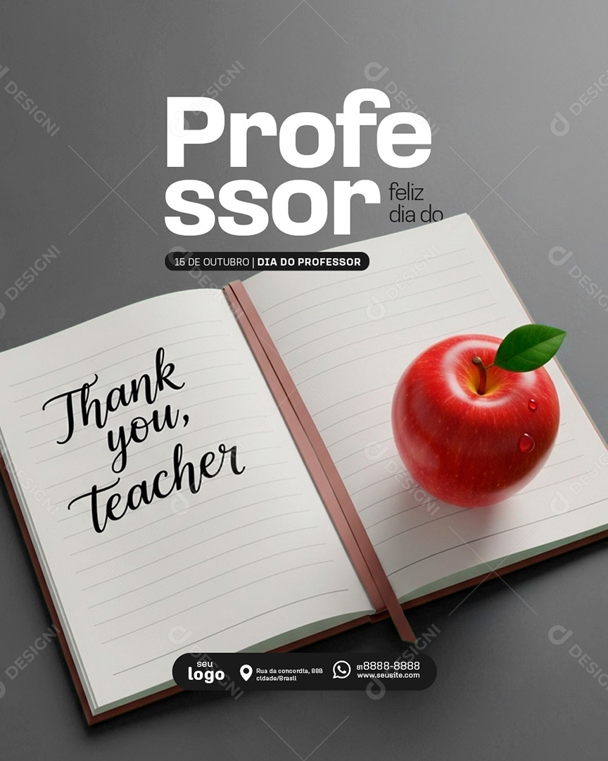 Post Dia do Professor Obrigado Professor Social Media PSD Editável