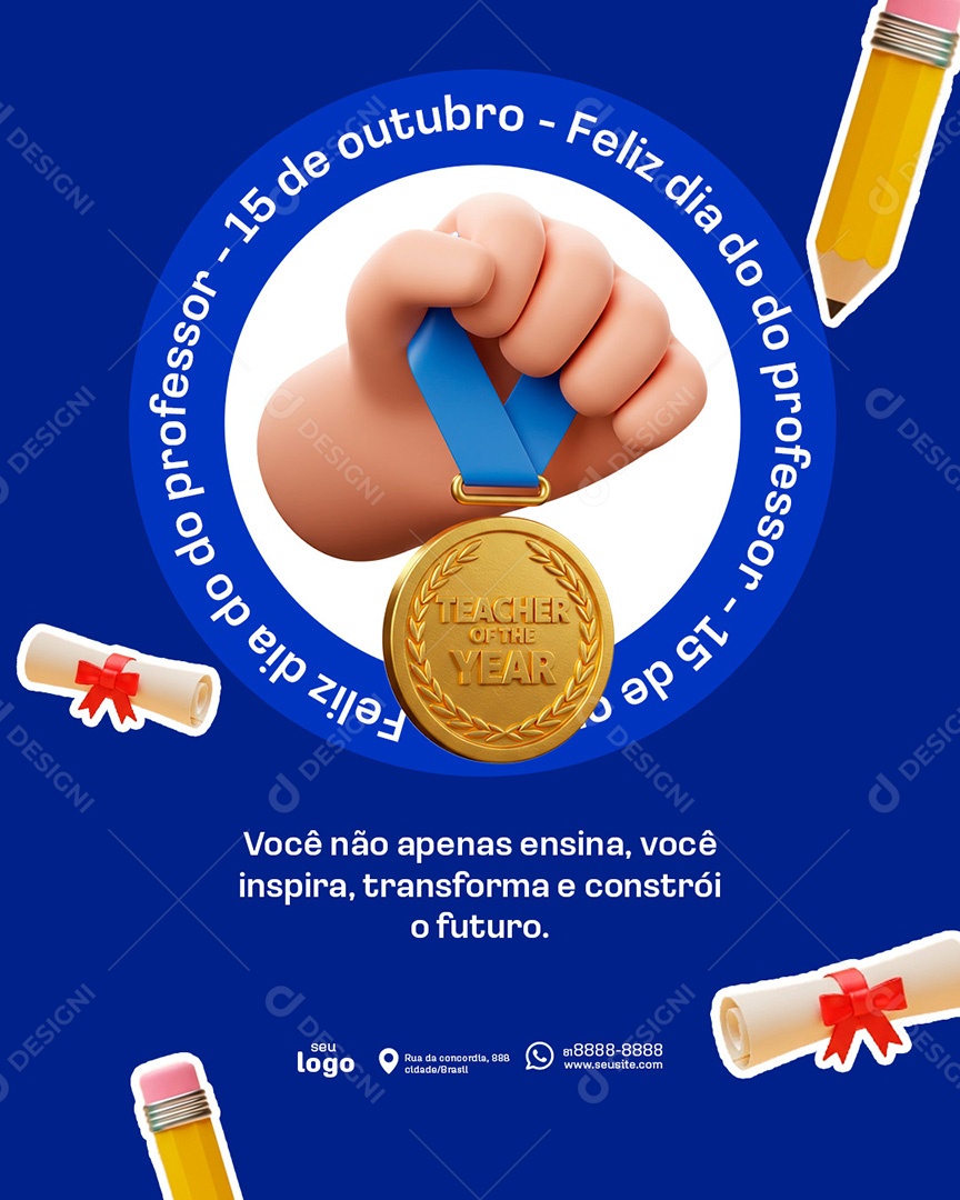 Post Dia do Professor Você não Apenas Ensina Social Media PSD Editável