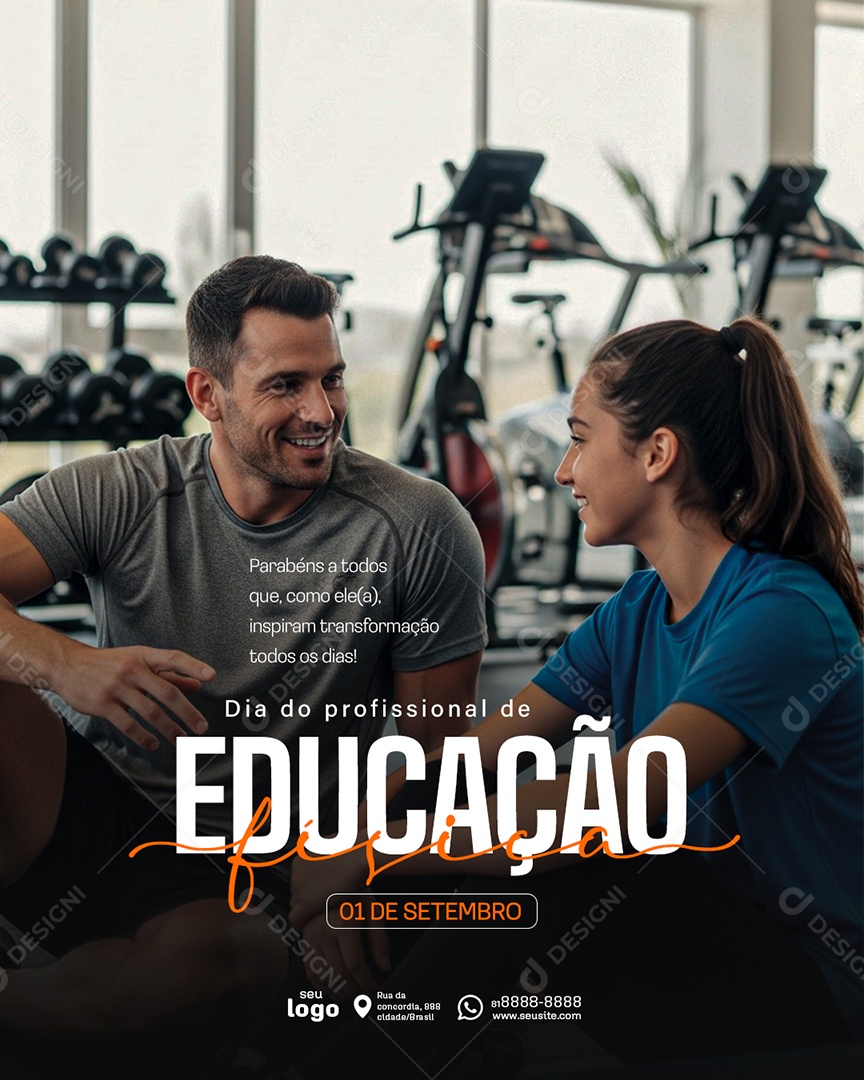 Post Dia do Profissional de Educação Física Parabéns a Todos Social Media PSD Editável