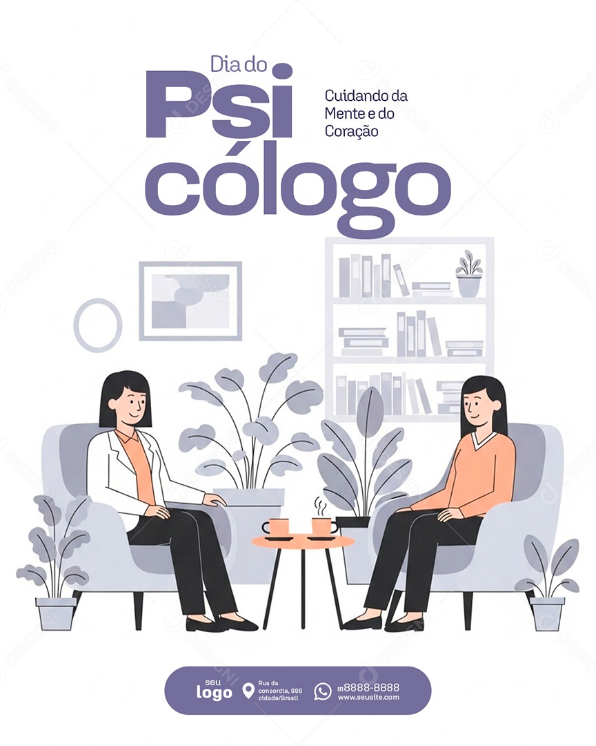 Post Dia do Psicólogo Cuidando da Mente Social Media PSD Editável