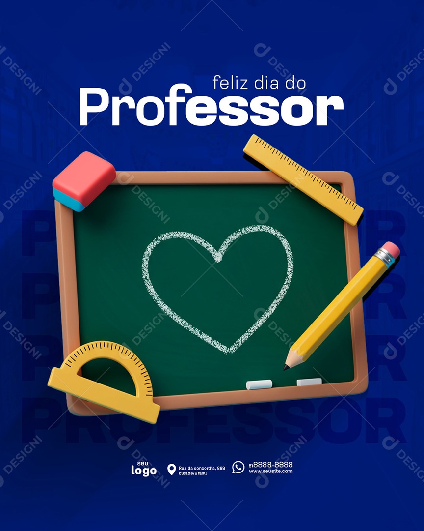 Post Feliz Dia do Profesor Social Media PSD Editável