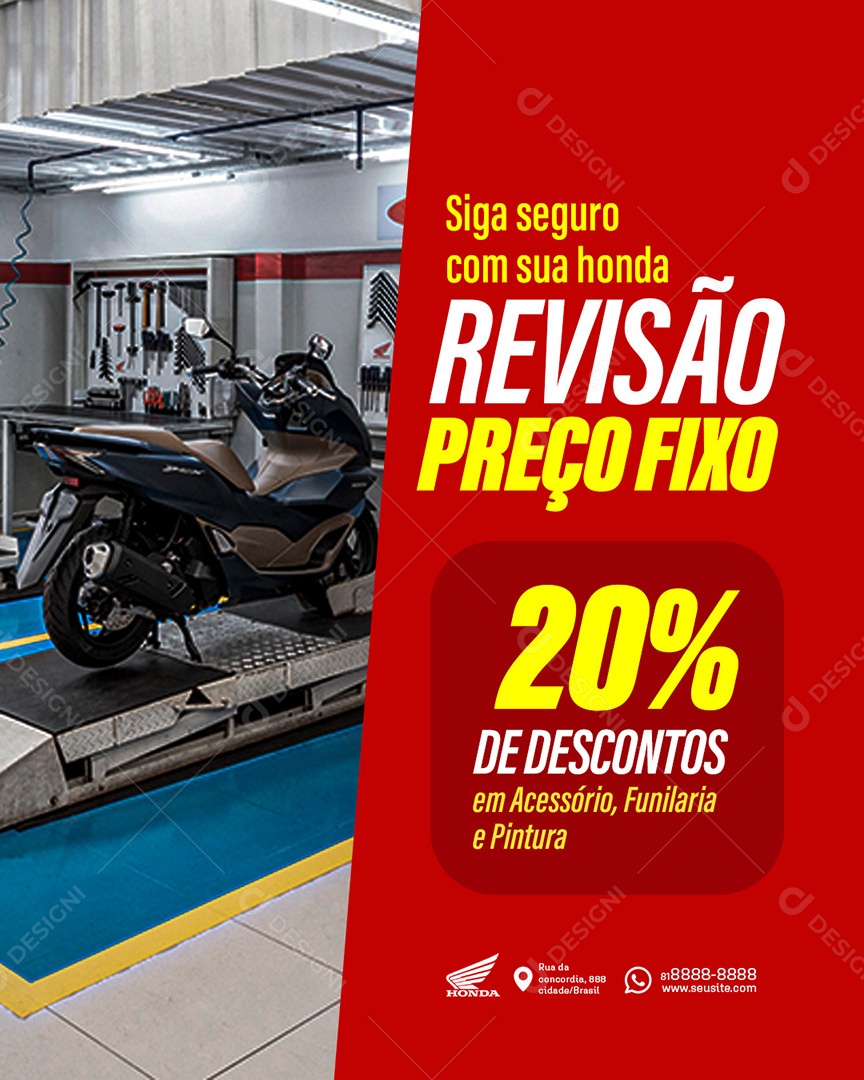 Post Honda Revisão Social Media PSD Editável