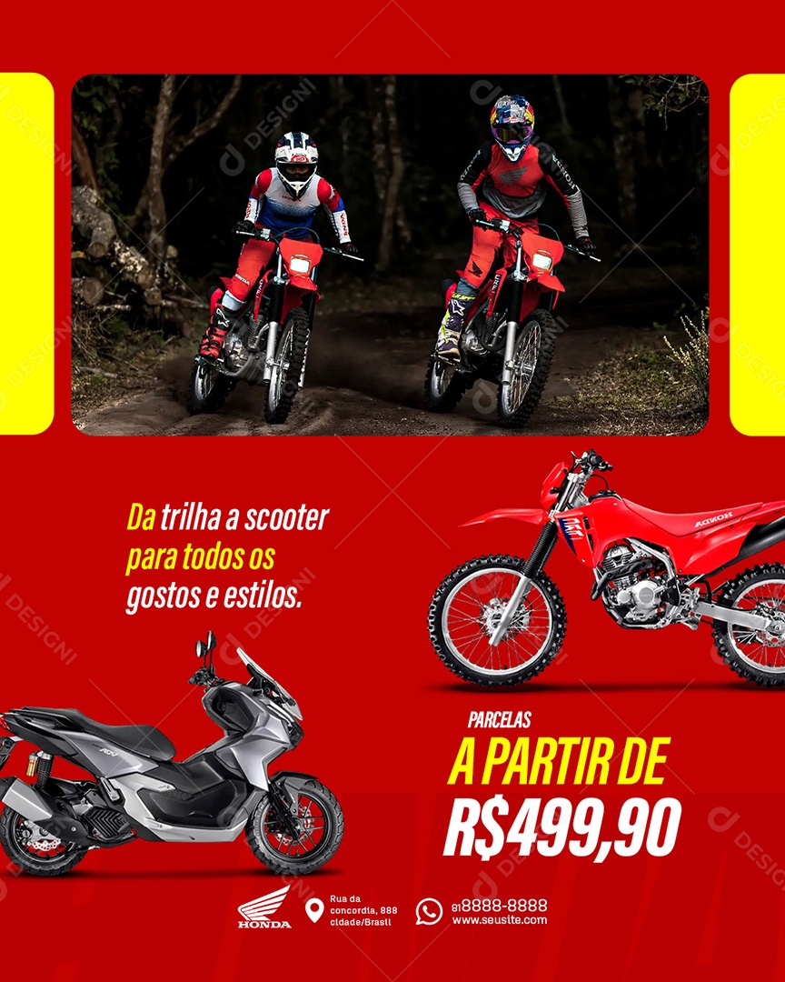 Post Honda Todos os Gostos Social Media PSD Editável