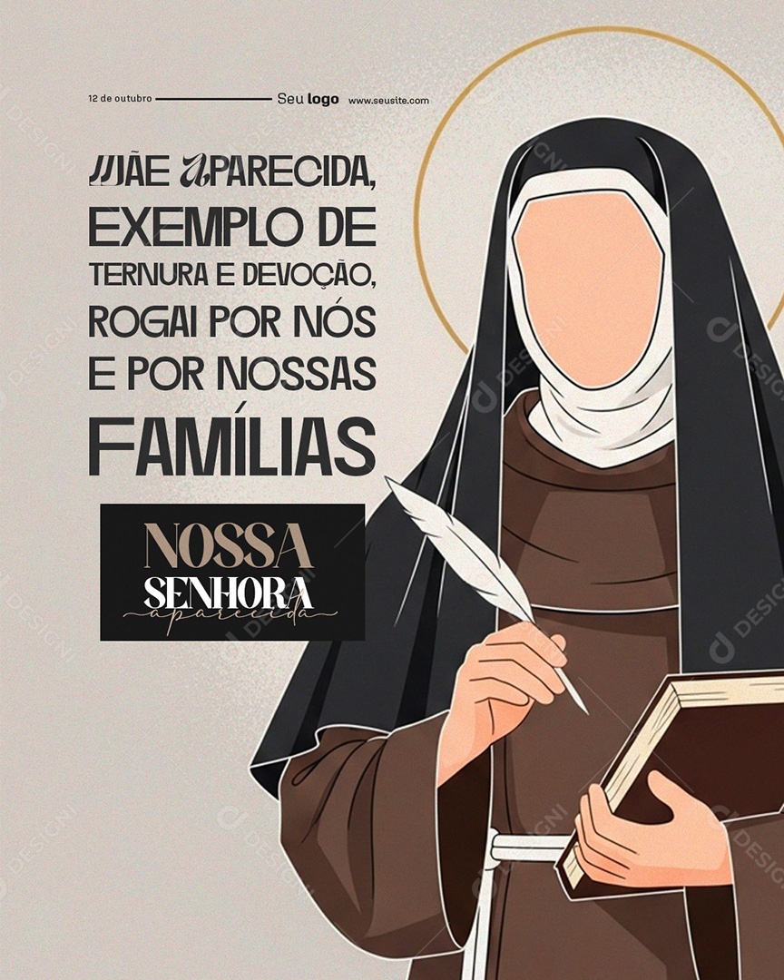 Post Nossa Senhora de Aparecida Exemplo de Ternura e Devoção Social Media PSD Editável