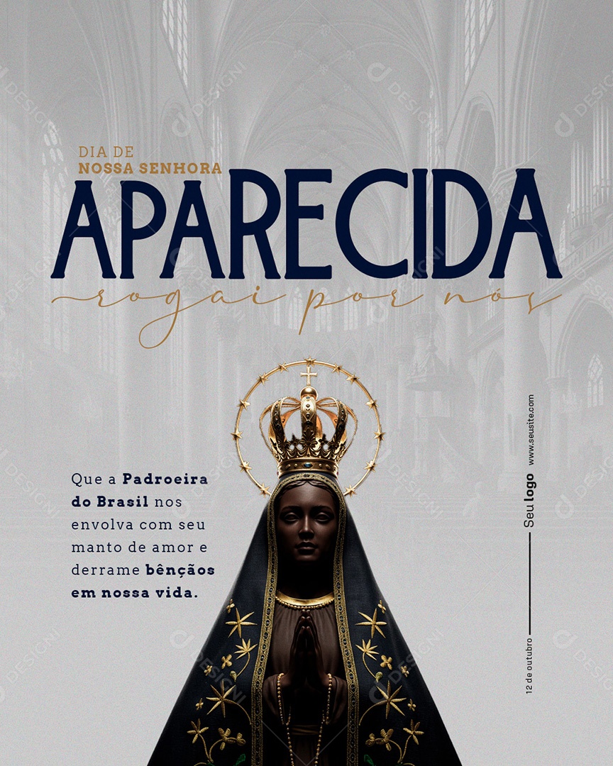 Post Nossa Senhora de Aparecida nos Envolva com Seu Manto Social Media PSD Editável