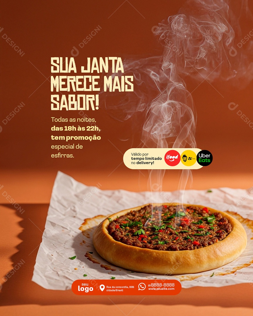 Post Sua Janta Esfirra Social Media PSD Editável